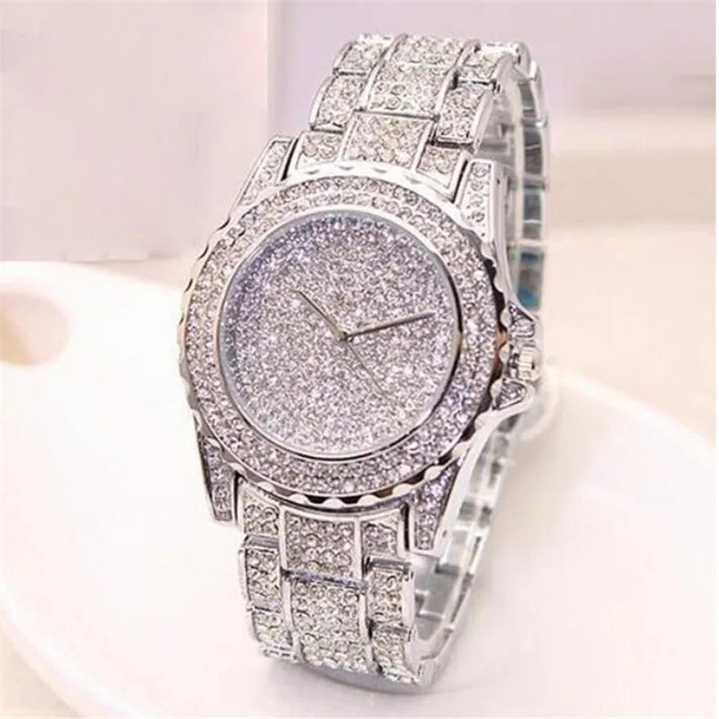 Women's Watches Fashion Bling Casual Ladies Clock Female Quartz Gold Watch Crystal Diamond For Woman montre femme zegarek damski Vedee