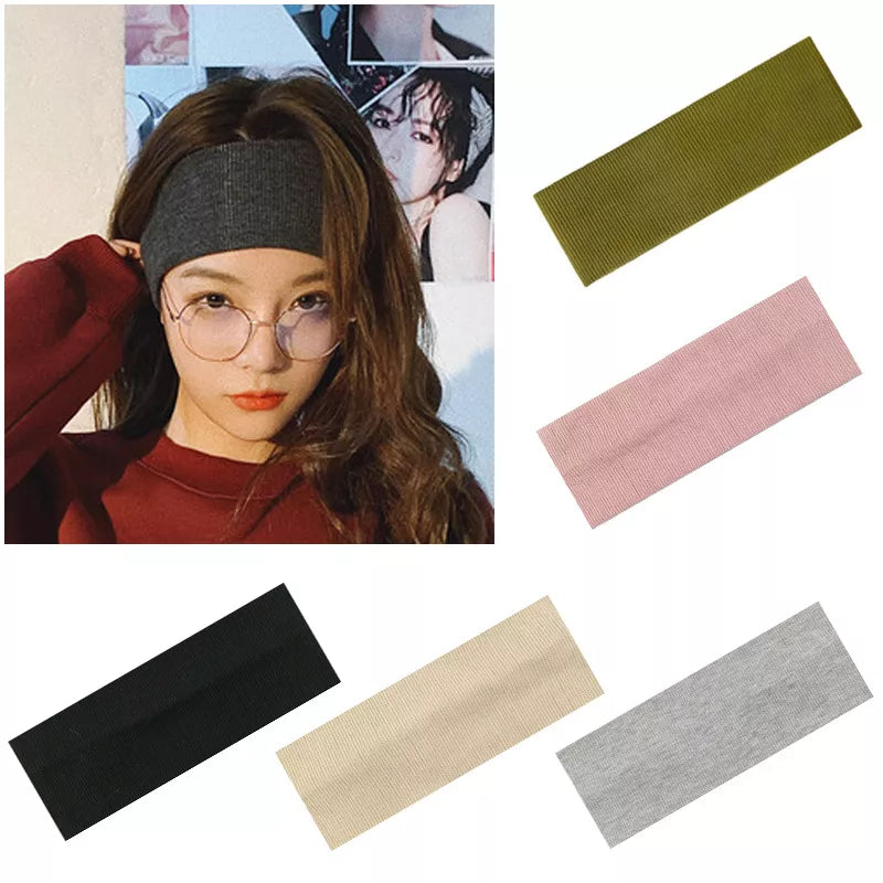 New Solid Knitted Headband for Women Girls Autumn Winter Sport Yoga Sweat Uptake Headwear Elastic Hairbands Hair Accessories Vedee