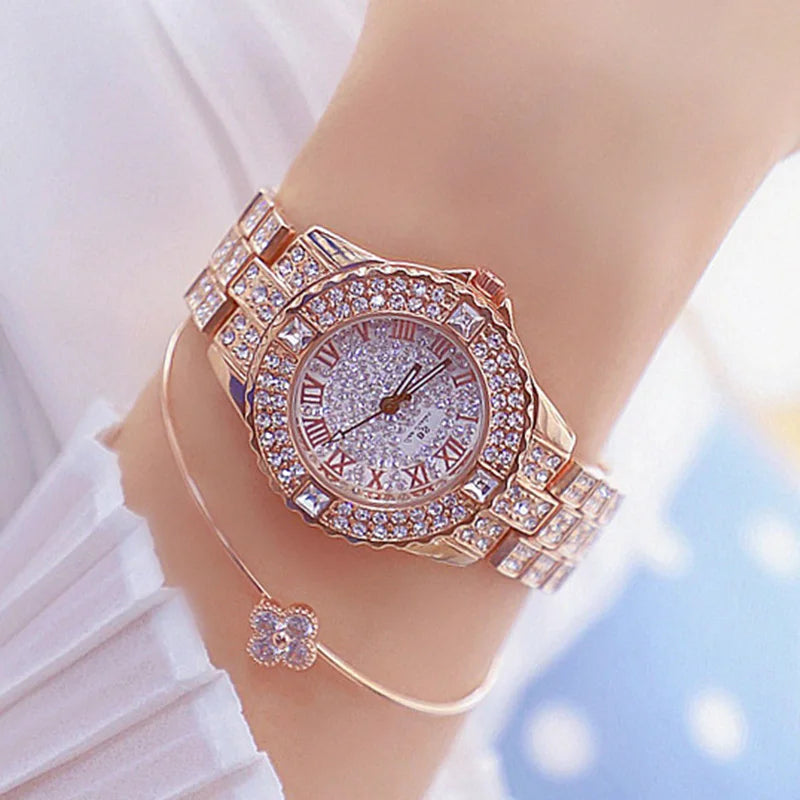 Women Watches Diamond Gold Watch Ladies Wrist Watches Luxury Brand Rhinestone Women's Bracelet Watches Female Relogio Feminino Vedee