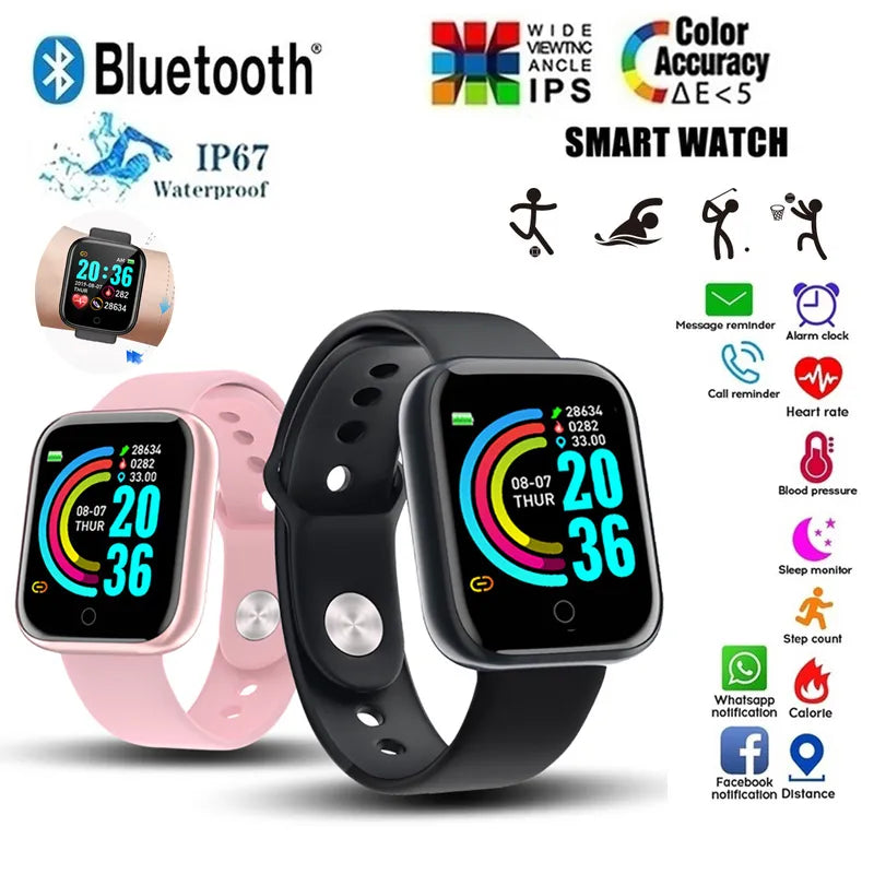 Health Monitor Smart Watch Y68 Men Sports Watches Women Fitness Tracker Bracelet Steps Calorie Bluetooth Wrist Watch D20 Clock Vedee