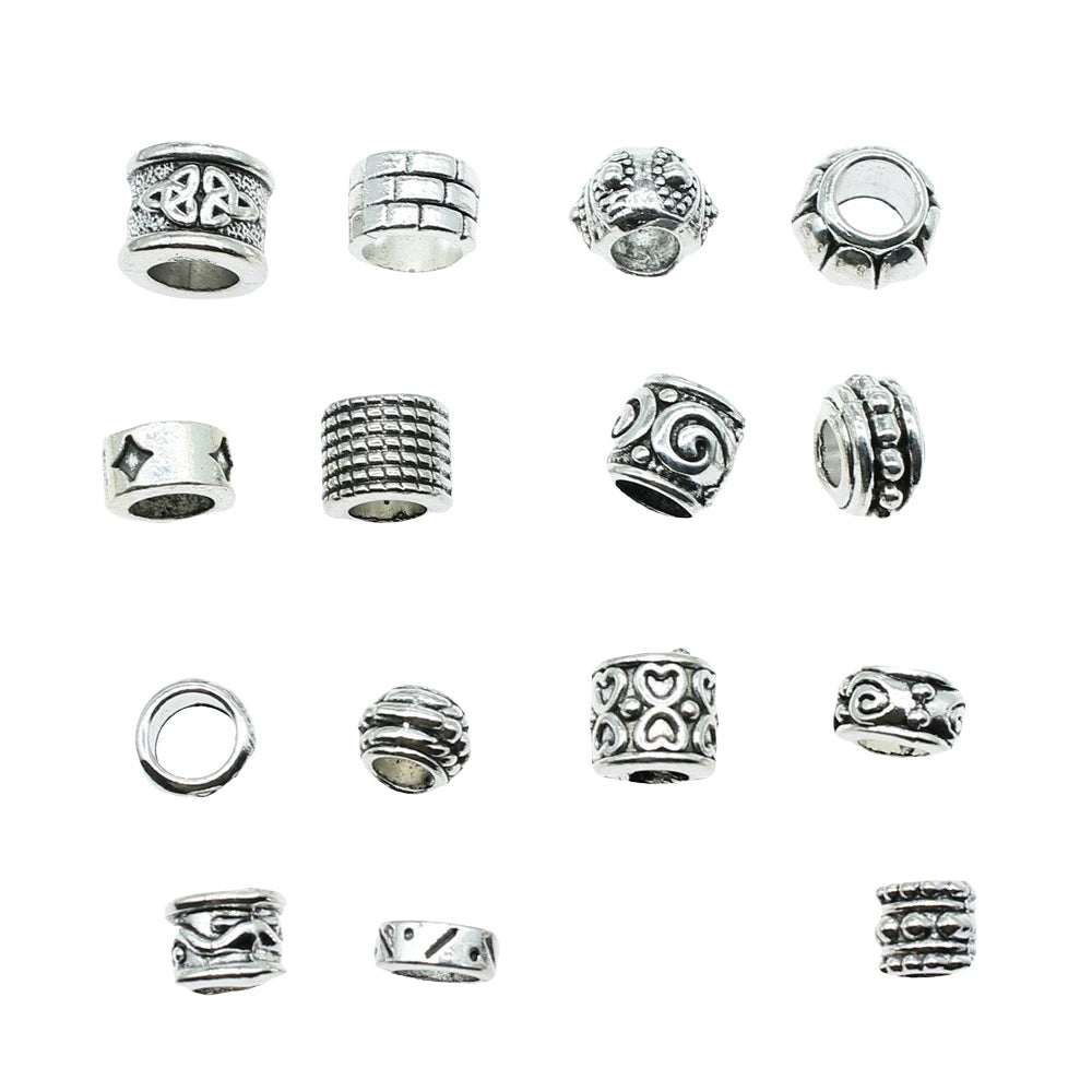 20pcs Spacer Beads Charms Antique Silver Color Big Hole Spacer Beads Charms Pendants For Bracelets Jewelry Making Vedee