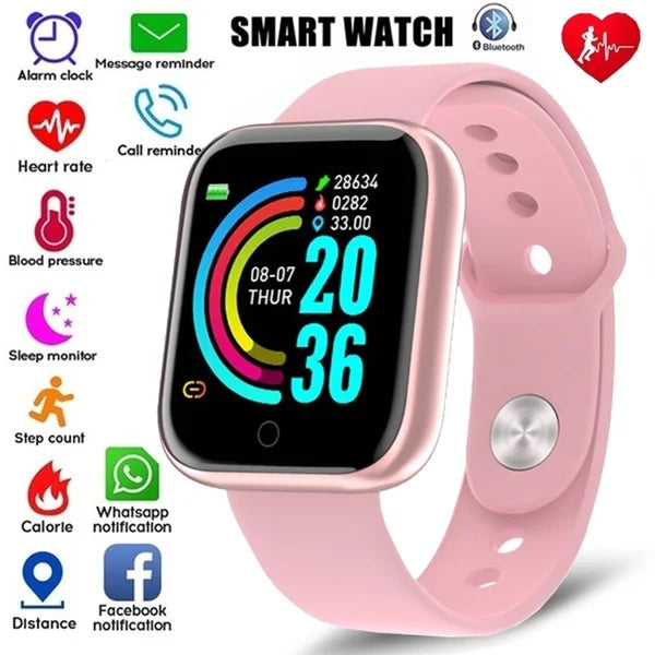 Health Monitor Smart Watch Y68 Men Sports Watches Women Fitness Tracker Bracelet Steps Calorie Bluetooth Wrist Watch D20 Clock Vedee