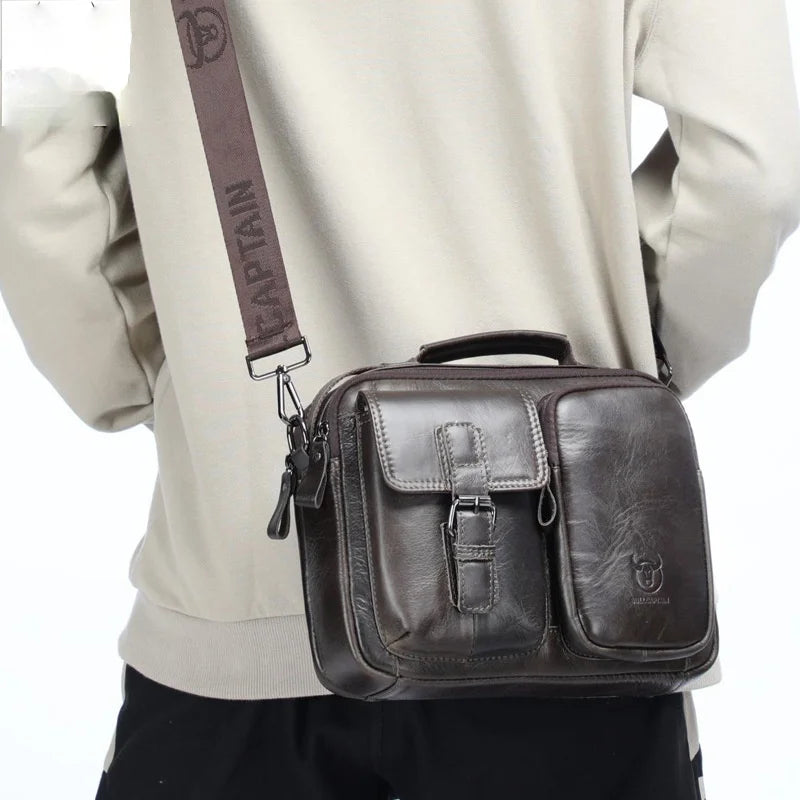 Men's leather one-shoulder messenger retro first layer cowhide bag Vedee