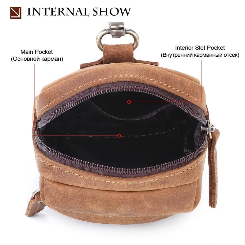 Leather Men's Waist Bag Retro First Layer Cowhide Bags for Men Shoulder Handbag Fashion Travel Cross Body Bag Male Chestbags Vedee