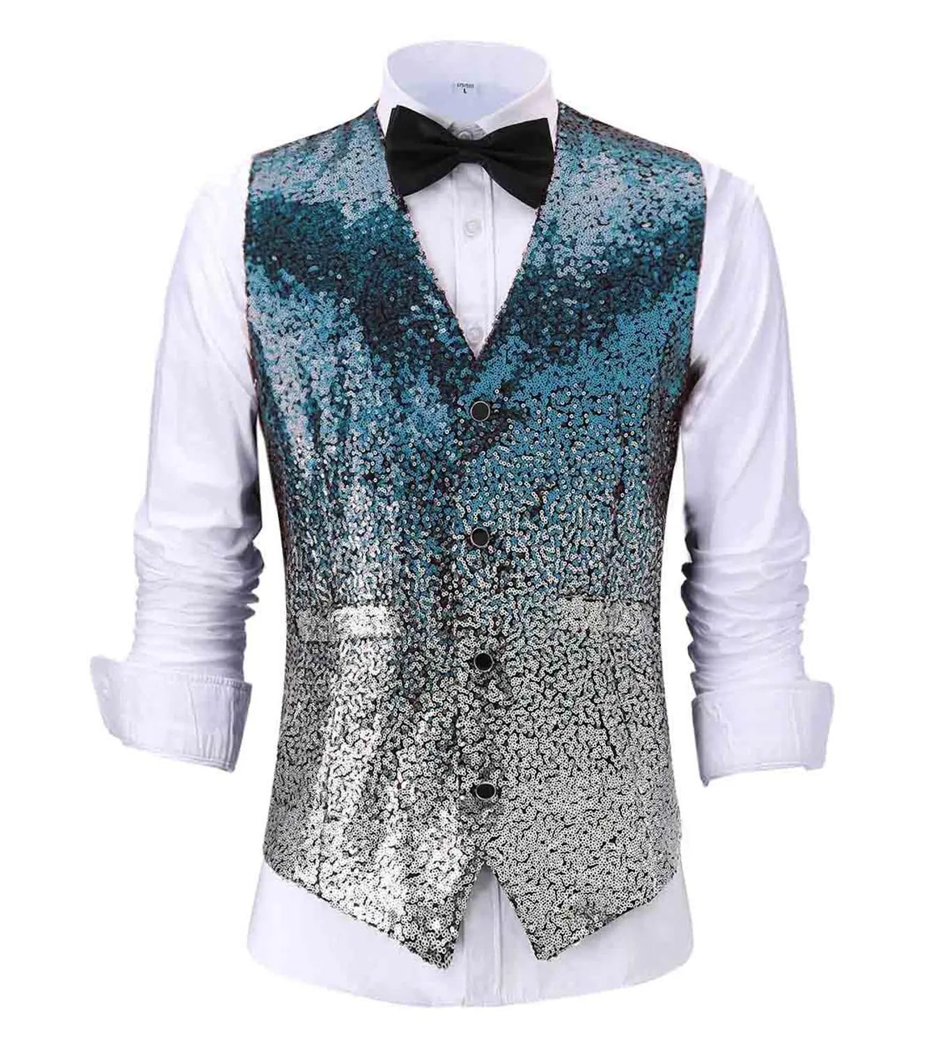 New Fashion Men's Vest Changing Color Shiny Sequin Suit Vest Waistcoat For Party,Wedding,Nightclub Custom Size Vedee