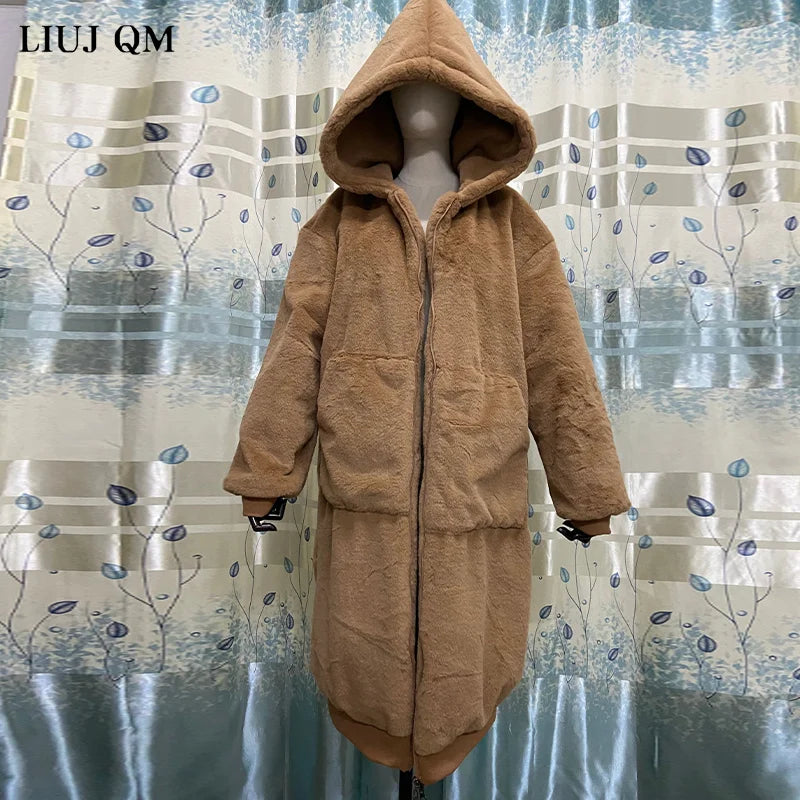 Oversized Winter Faux Fur Coat Women Parka Long Warm Faux Fur Jacket Coats Hoodies Loose Winter Coat Outwear Casaco Feminino Vedee