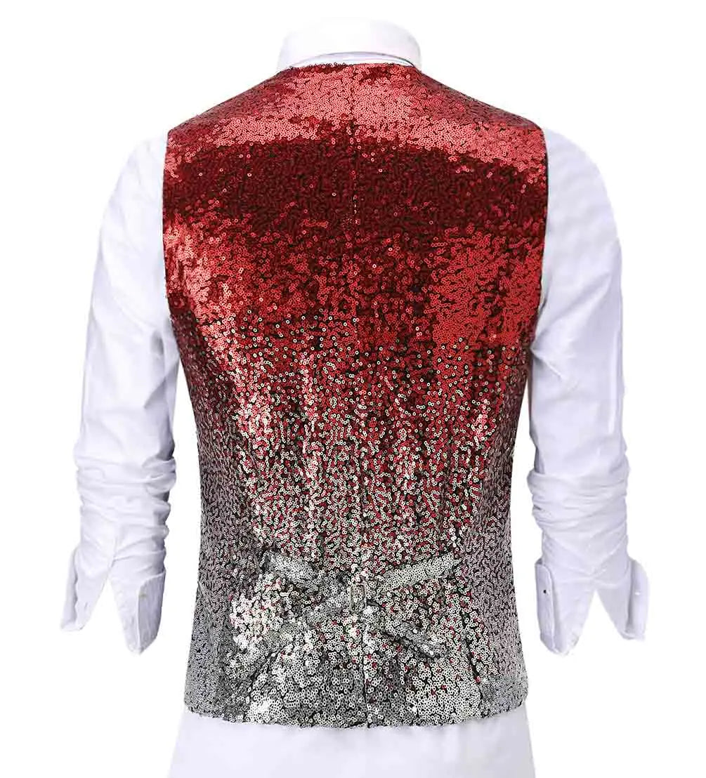 New Fashion Men's Vest Changing Color Shiny Sequin Suit Vest Waistcoat For Party,Wedding,Nightclub Custom Size Vedee