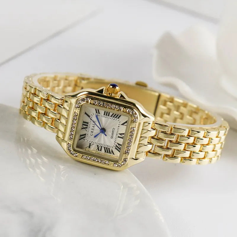 Women's Fashion Square Watches 2021 Brand Ladies Quartz Wristwatch Classic Silver Simple Femme Steel Band Clock Zegarek Damski Vedee