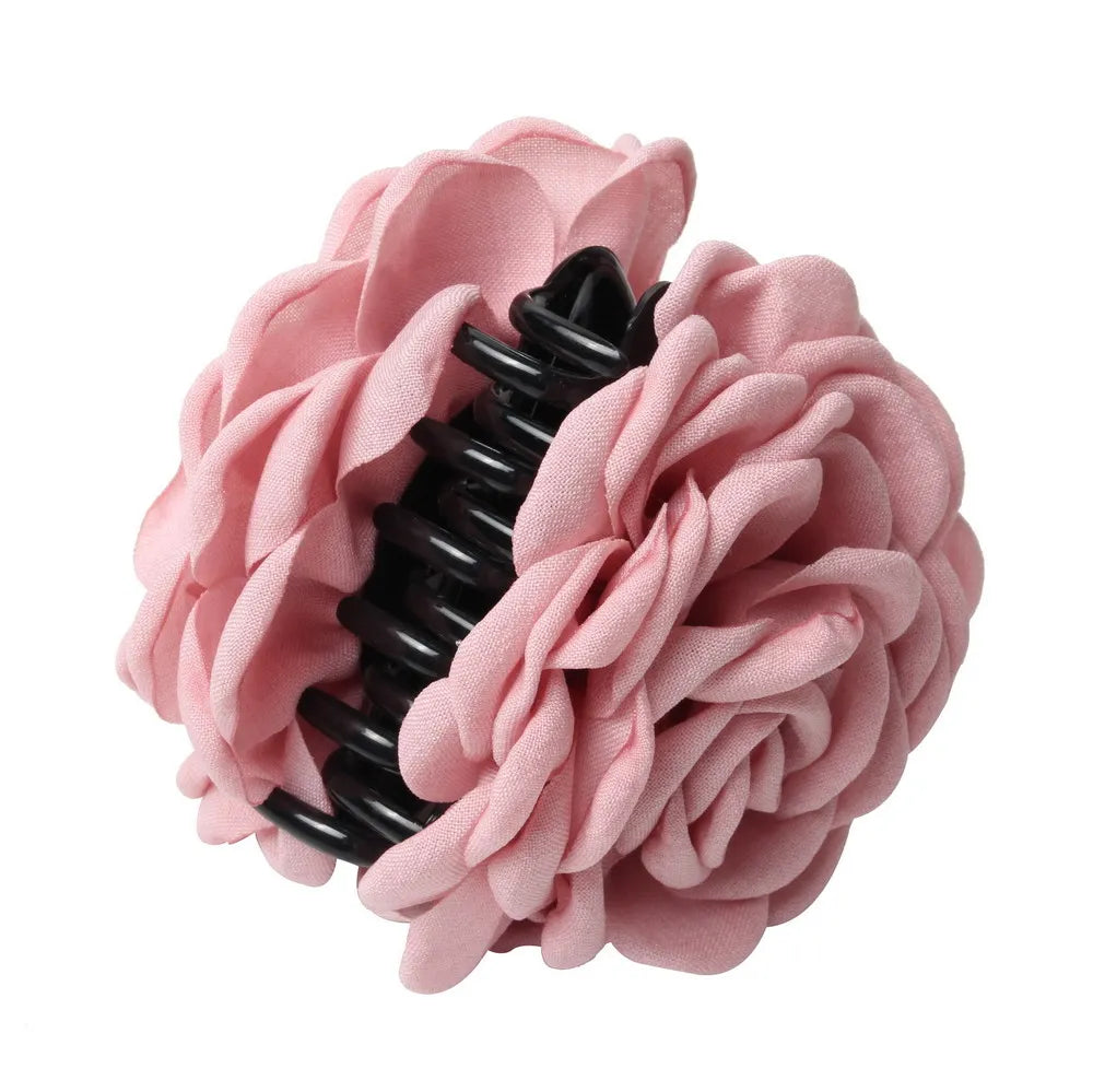 Fabric Rose Flower Hair Claw Clips for Women Girls Hair Clip Barrette Plastic Hair Clamps Headwear Hair Accessories Vedee