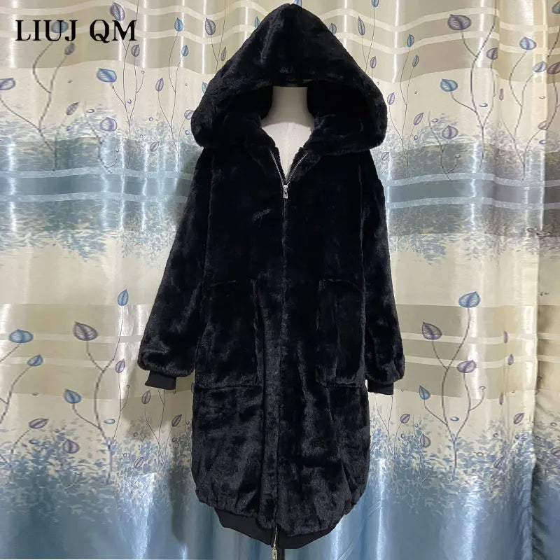 Oversized Winter Faux Fur Coat Women Parka Long Warm Faux Fur Jacket Coats Hoodies Loose Winter Coat Outwear Casaco Feminino Vedee