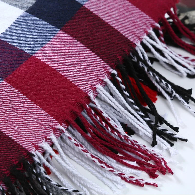 Winter Men Scarf Plaid Stripe Shawl Male Casual Business Brand Designer Official Muffler Cashmere Scarves Women's Thermal Shawl Vedee