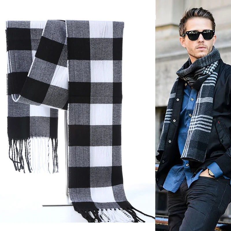 Winter Men Scarf Plaid Stripe Shawl Male Casual Business Brand Designer Official Muffler Cashmere Scarves Women's Thermal Shawl Vedee