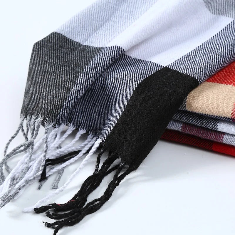 Winter Men Scarf Plaid Stripe Shawl Male Casual Business Brand Designer Official Muffler Cashmere Scarves Women's Thermal Shawl Vedee