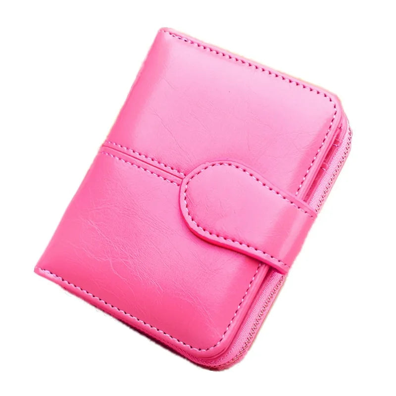 Hot Sale Wallet Short Wallet PU Women's Purse Zipper&Button Purse Red Small Wallet Coin Pocket Cartera Vedee