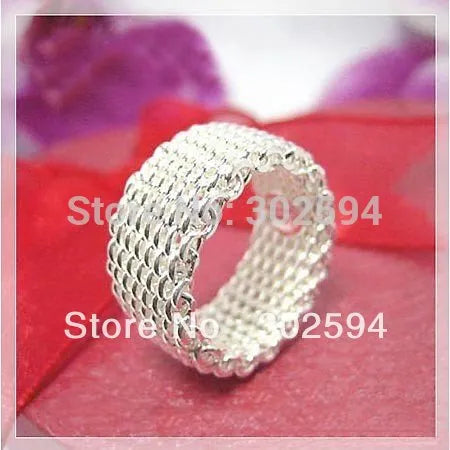 free shipping silver color charm Women lady mesh ring,new fashion jewellery charm silver ring jewelry gift R040 Vedee