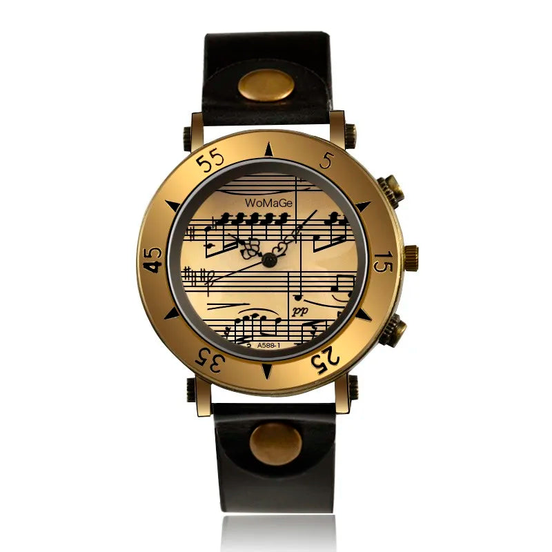 Womage Brand Women Watches Music Watch Fashion Women's Watches Leather Ladies Watch clock bayan kol saati mujer relogio feminino Vedee