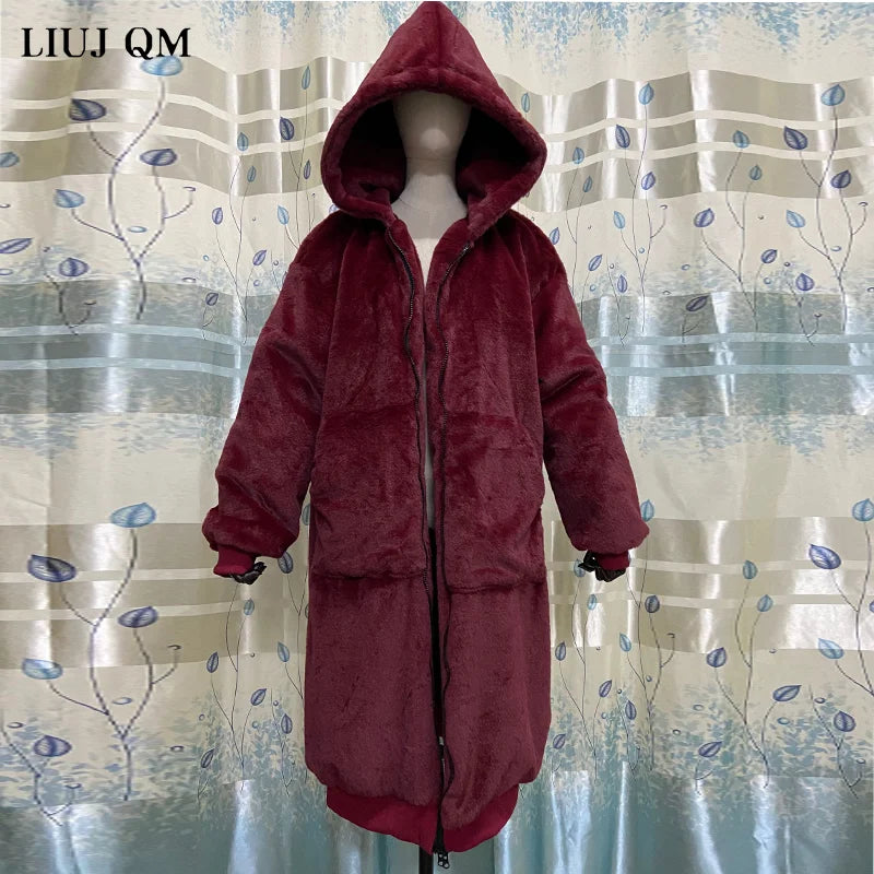 Oversized Winter Faux Fur Coat Women Parka Long Warm Faux Fur Jacket Coats Hoodies Loose Winter Coat Outwear Casaco Feminino Vedee