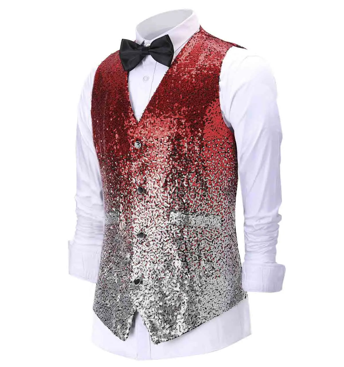 New Fashion Men's Vest Changing Color Shiny Sequin Suit Vest Waistcoat For Party,Wedding,Nightclub Custom Size Vedee