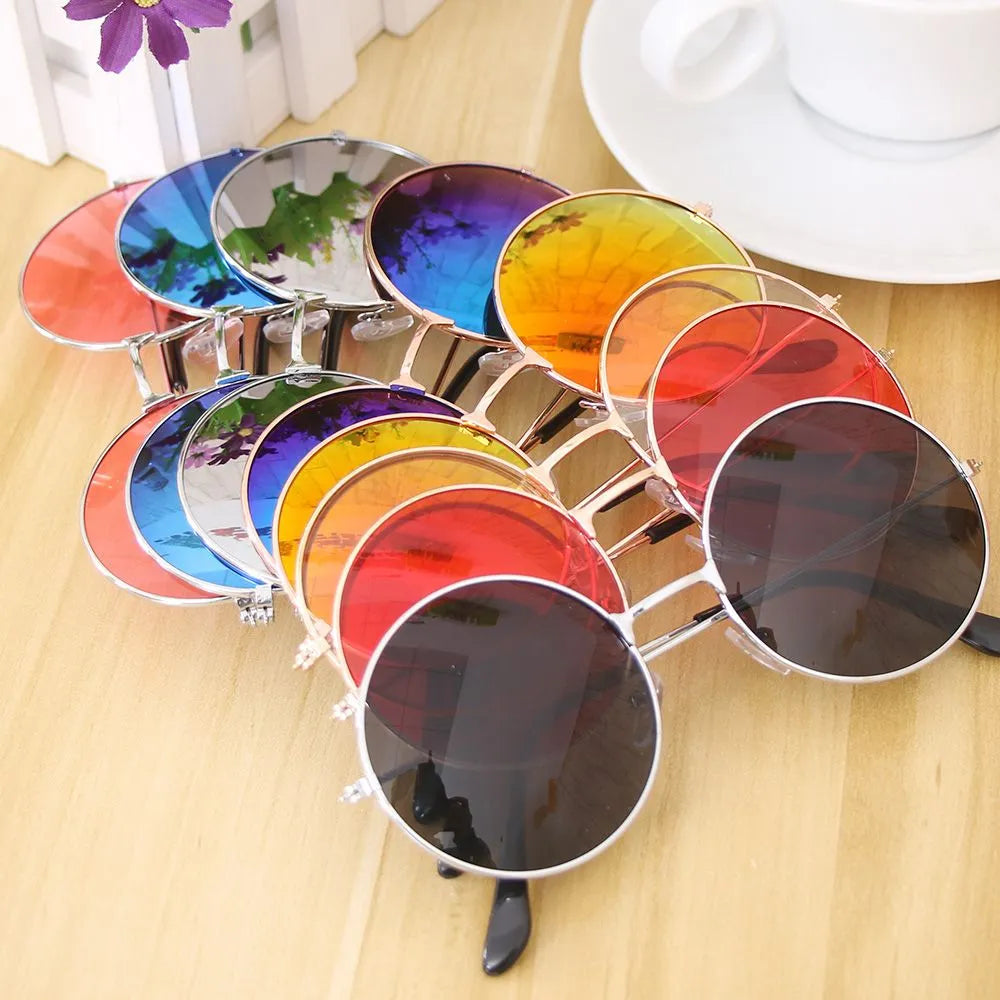 Fashion Retro Round Sunglasses Ladies European And American Trend Eyewear Metal Frame Jelly Glasses Wholesale 2023 New Vedee