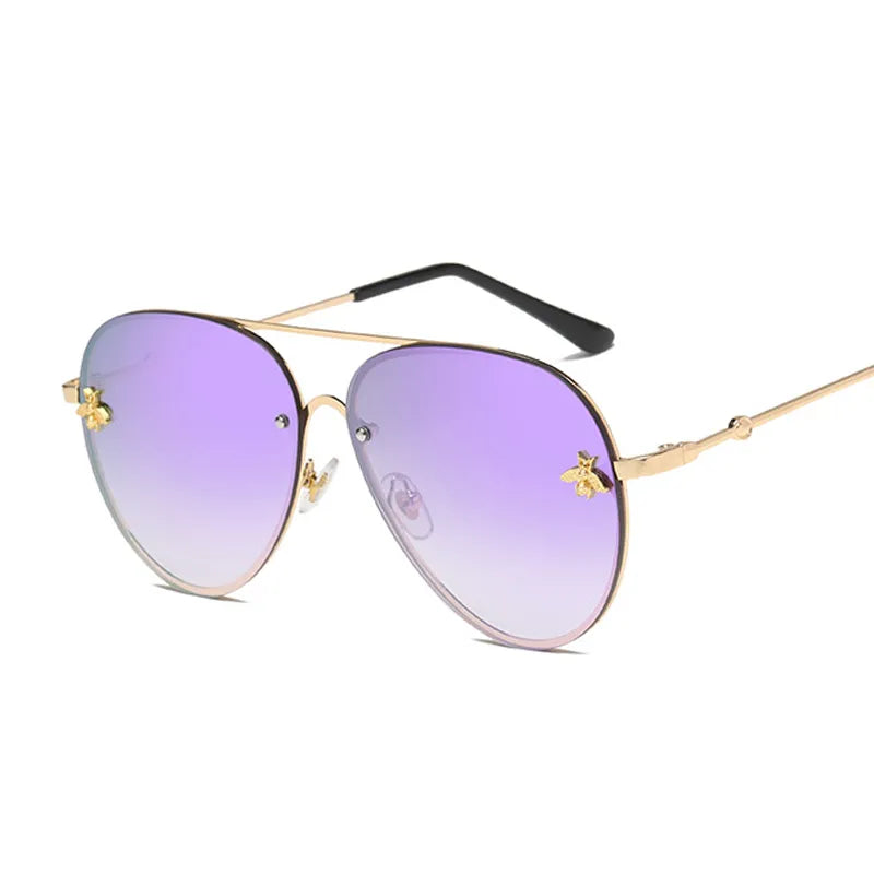 Vintage Pink Aviation Sunglasses Woman Luxury Fashion Brand Sun Glasses Male Female Metal Gradient Mirror Rimless Oculos De Sol Vedee