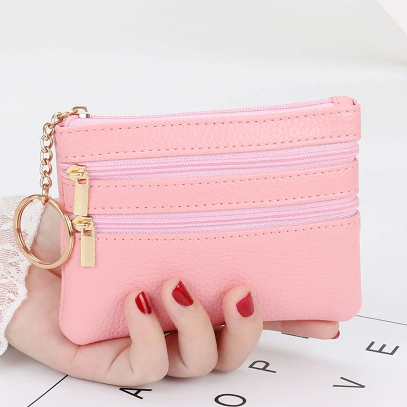 Fashion Women Girl PU Leather Small Coin Purse Casual Wallet Coin Money Credit Card Key Holder Zipper Bag Vedee