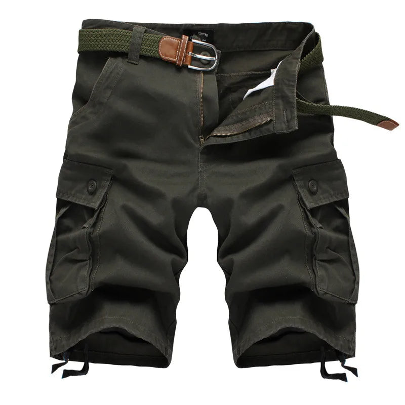 2024 Summer Men's Baggy Multi Pocket Military Cargo Shorts Male Cotton Khaki Mens Tactical Shorts Short Pants 29-44 No Belt Vedee