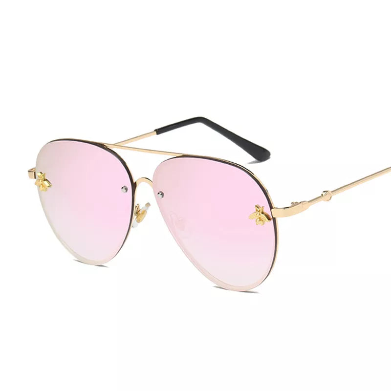 Vintage Pink Aviation Sunglasses Woman Luxury Fashion Brand Sun Glasses Male Female Metal Gradient Mirror Rimless Oculos De Sol Vedee