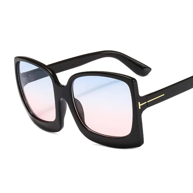 Oversized Shades Sunglasses Woman Black Fashion Square Sun Glasses For Female Big Frame Vintage Gradient Sexy Oculos De Sol Vedee