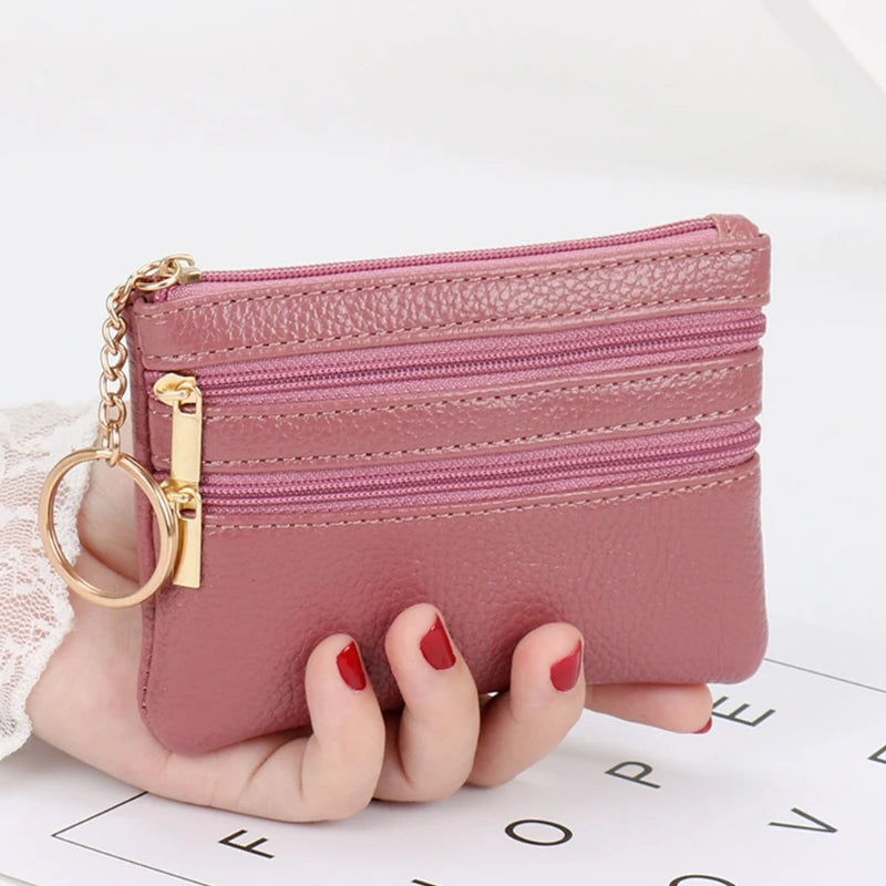 Fashion Women Girl PU Leather Small Coin Purse Casual Wallet Coin Money Credit Card Key Holder Zipper Bag Vedee