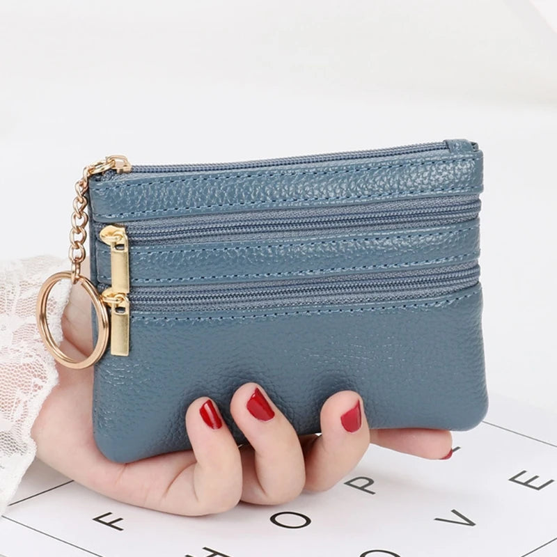 Fashion Women Girl PU Leather Small Coin Purse Casual Wallet Coin Money Credit Card Key Holder Zipper Bag Vedee