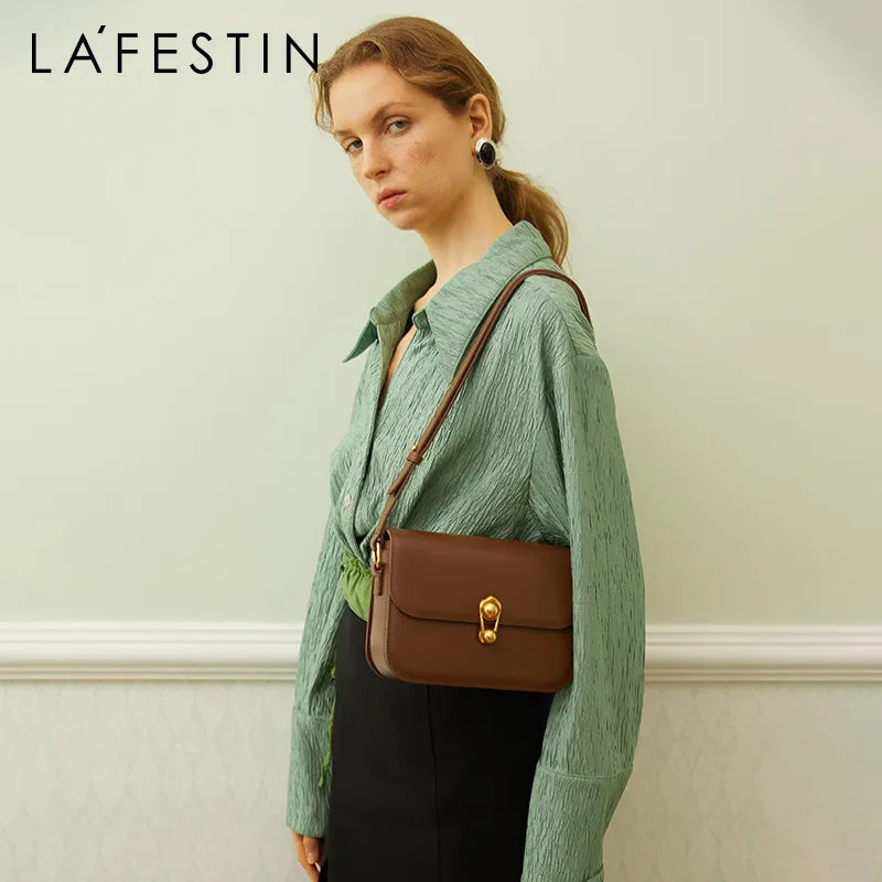 LA FESTIN Women's bag Luxury Brand 2023 New Fashion Shoulder Crossbody Square Bags Tote Bags Designer Handbag Split Leather Vedee