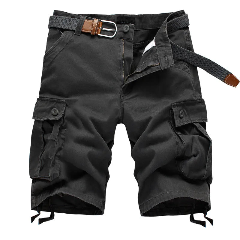 2024 Summer Men's Baggy Multi Pocket Military Cargo Shorts Male Cotton Khaki Mens Tactical Shorts Short Pants 29-44 No Belt Vedee