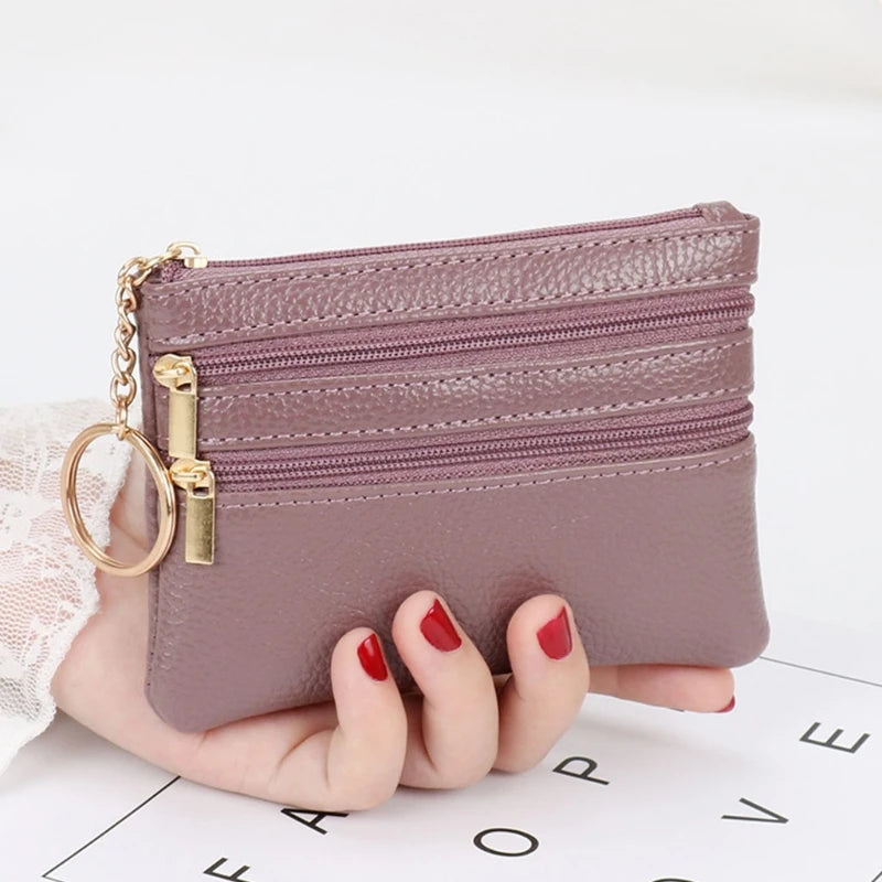 Fashion Women Girl PU Leather Small Coin Purse Casual Wallet Coin Money Credit Card Key Holder Zipper Bag Vedee