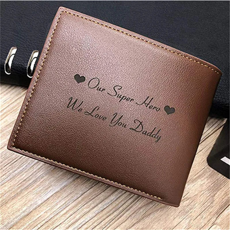 Personalized Wallets Men High Quality PU Leather for Him Engraved Wallets Men Short Purse Custom Photo Wallet Luxury Men Gift Vedee