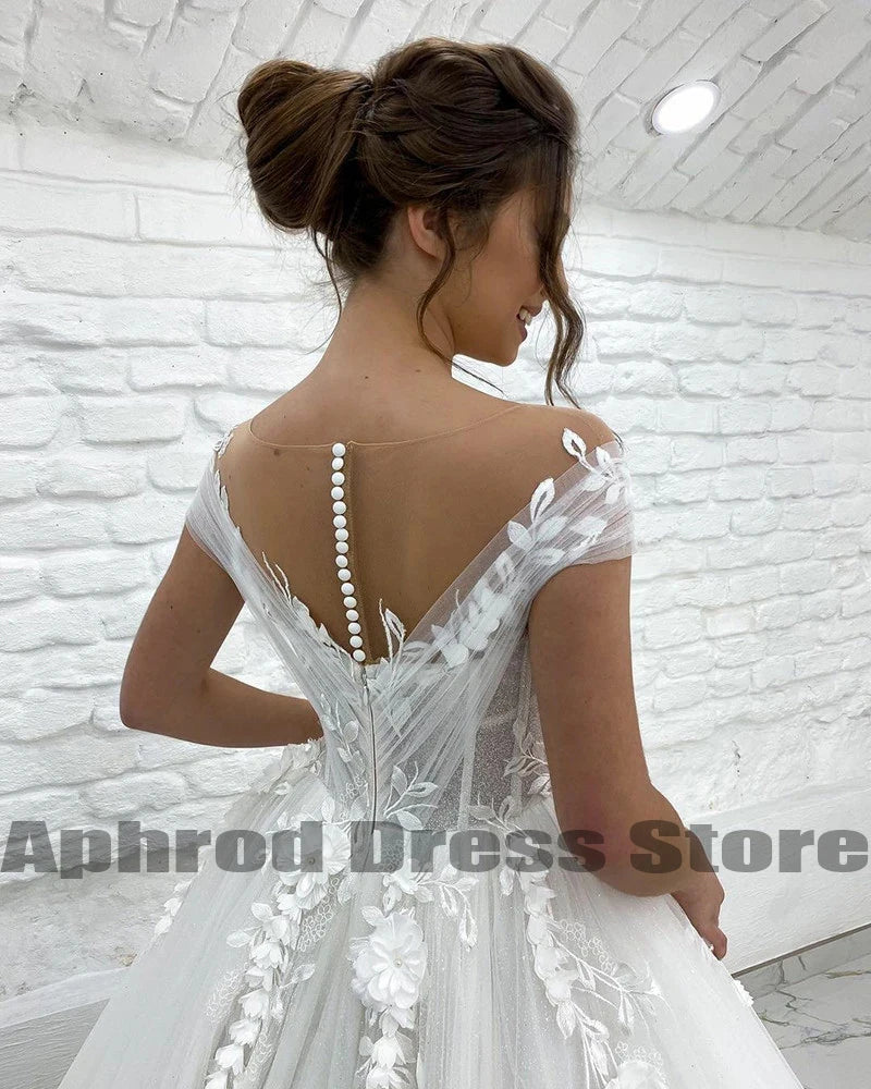 Gorgeous Women's Wedding Dresses A-Line 3D Lace Applique Bohemian Bridal Gowns Princess Formal Beach Party Sexy V-Neck 2023 Robe Vedee