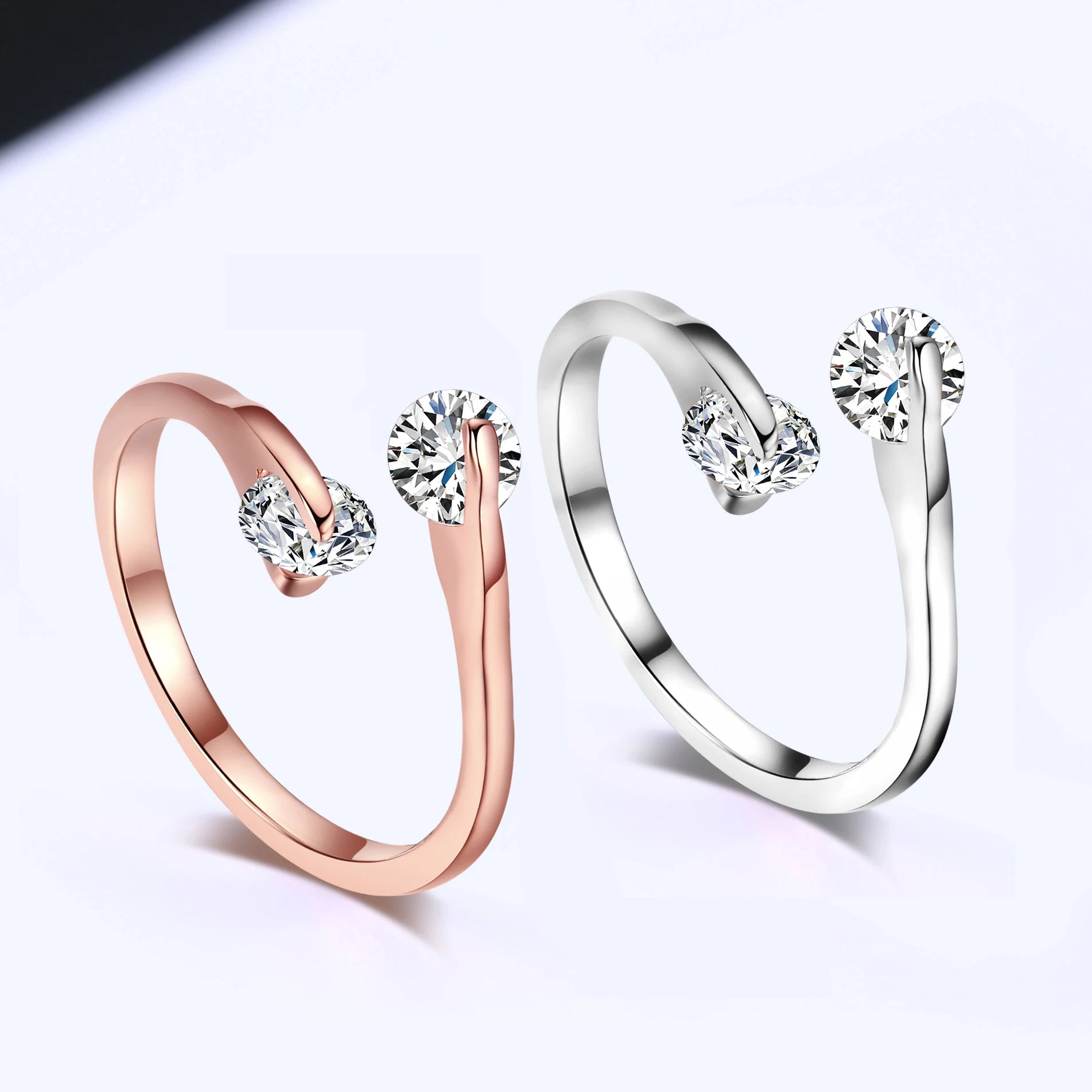 ZHOUYANG Engagement Wedding Ring For Women Classic Elegant Twin Cubic Zirconia Rose Gold Color Fashion Jewelry Gift ZYR007 Vedee