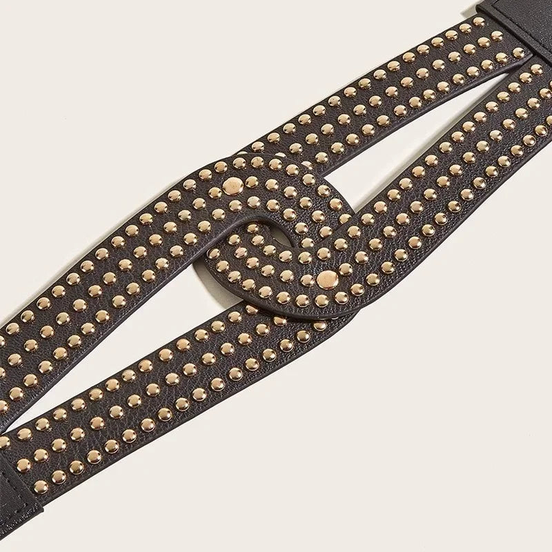 2023 High Quality Ladies Corset Elastic Rivet Wide Girdle Dress Coat Suit Shirt Decoration Belts for Women Luxury Designer Brand Vedee