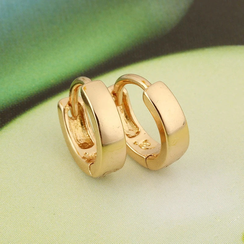 Classic 18K Gold-Plated Smooth Hoop Earrings for Women and Children 3E22 Vedee