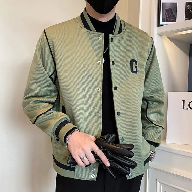 Fashion O-Neck Button Pockets Embroidery Casual Coats Men's Clothing 2023 Autumn New Loose Korean Tops All-match Jackets Vedee