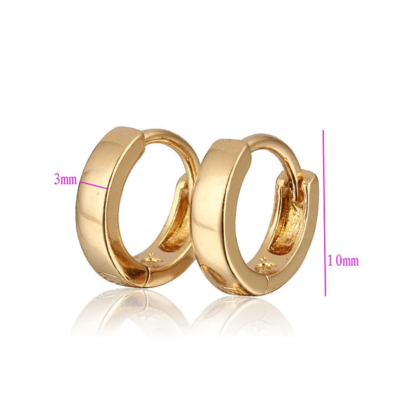 Classic 18K Gold-Plated Smooth Hoop Earrings for Women and Children 3E22 Vedee