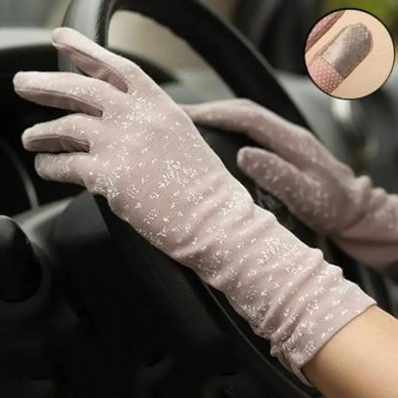 2024 New Fashion Gloves Women Mid-long Summer Cotton Black Print Cycling Thin Touch Screen Bike Car Driving Gloves for Women Vedee