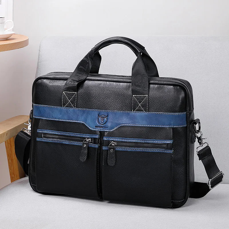 BULLCAPTAIN Men's Briefcase Genuine Leather Casual Computer Bag Retro Leather One Shoulder Messenger Handbag Men's Models Vedee