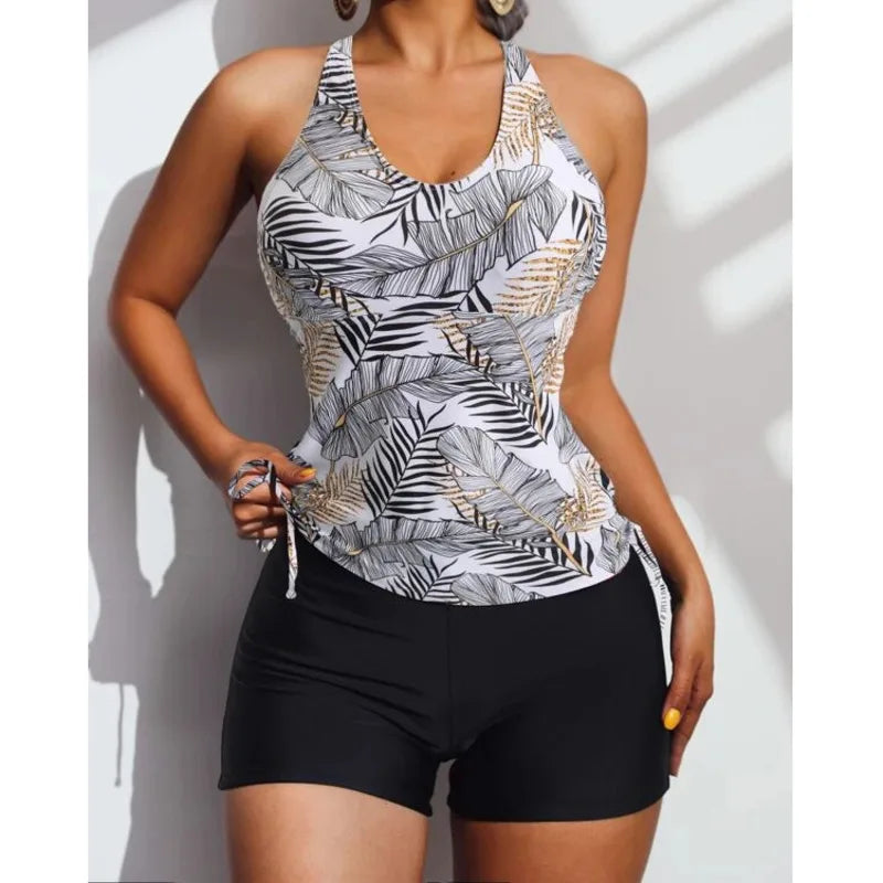 Summer 2024 Swimsuits Closed Tankini Sets Female Swimwear Push Up Beach Wear Two Piece Bathing Suits Pool Women's Swimming Suit Vedee