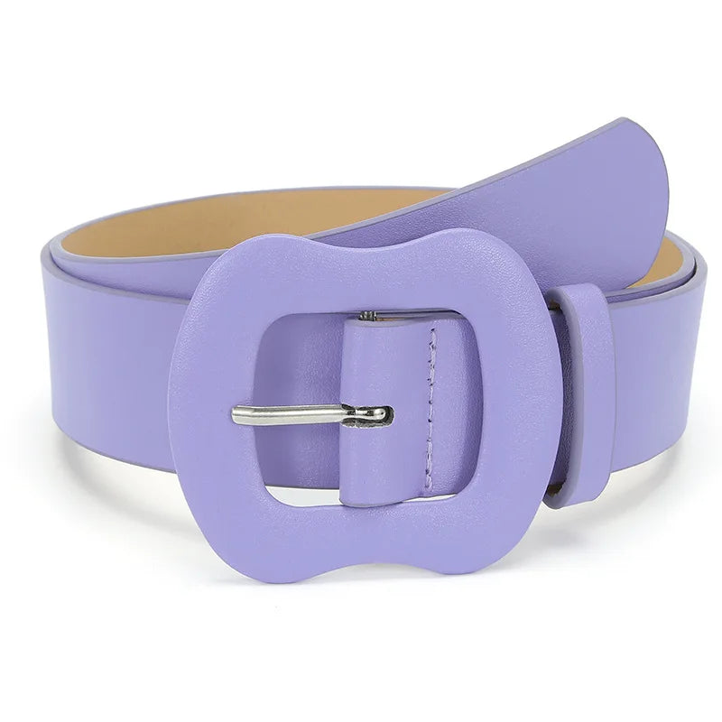 Korean Style Candy Color Women's Wide Belt Fashion Suspender Buckles Solid Color Decorative Jeans Dress Belts Vedee