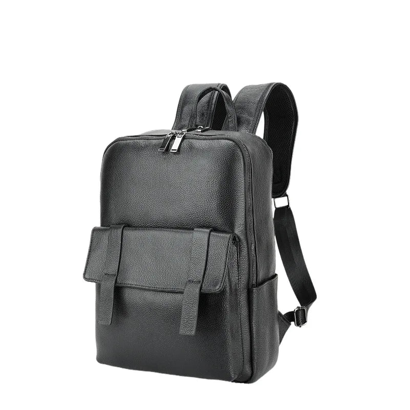 2024 New Business Men Backpack First Layer Cowhide Men's Bag Genuine Leather Schoolbag Large 15 Inch Laptop Travel Backpacks Vedee