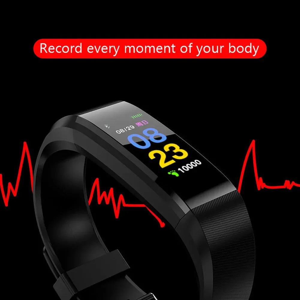 115plus Smart Watch 0.96 Inch Touch Screen Fitness Tracker Waterproof Smartwatch Heart Rate Blood Pressure Sleep Monitor Vedee