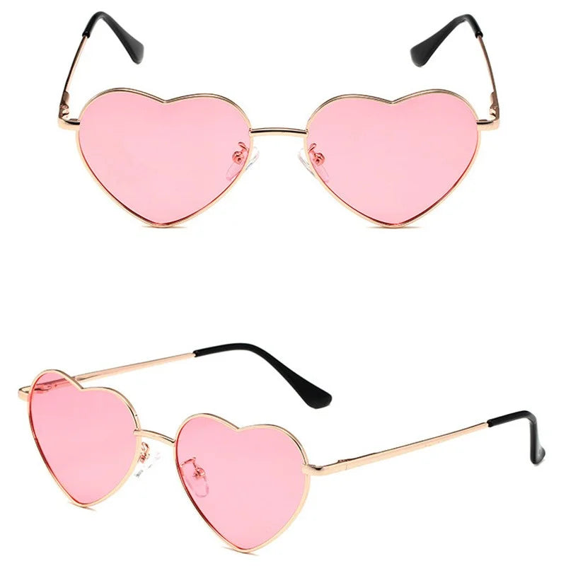 Fashion Women's Metal Heart Shaped Sunglasses Gradient Outdoor Goggles Female Eyewear UV400 Shades Metal Women Girls Sunglasses Vedee