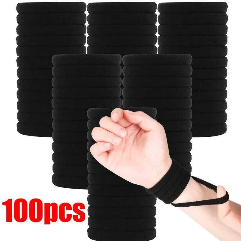 50/100Pcs High Elastic Hair Bands for Women Girls Black Hairband Rubber Ties Ponytail Holder Scrunchies Kids Hair Accessories Vedee