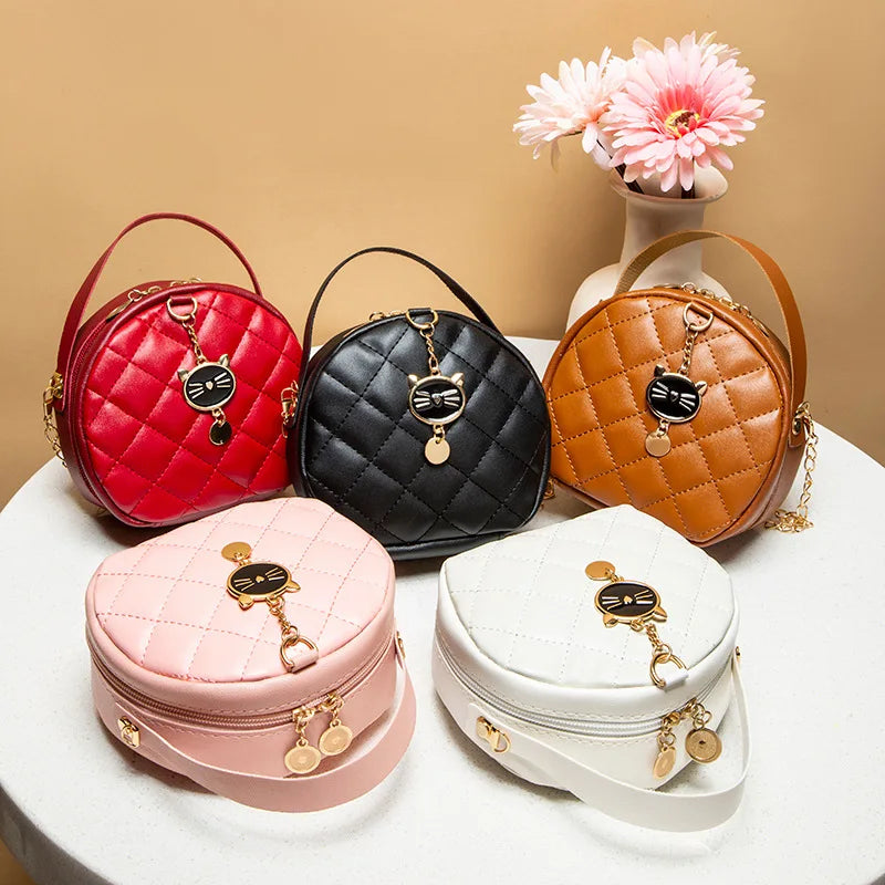 2022 New Fashion Shoulder Bag Women's PU Leather Crossbody Bag Casual Mini Handbags Ladies Small Circular Messenger Bag Vedee