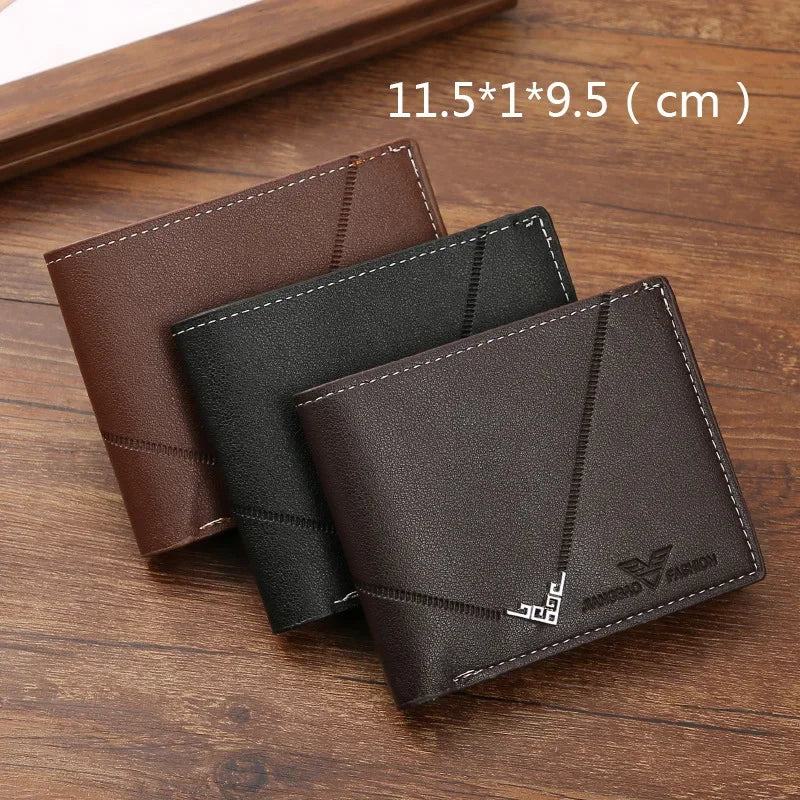 Men's Wallet Made of PU Leather Skin Purse for Men Coin Purse Short Male Card Holder Wallets Zipper Around Money Coin Purse Vedee